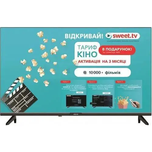 Телевізор 43" Akai AK43FHD22W, LED Full HD 1920x1080, 60 Гц, Smart TV, WebOS, голос, DVB-T2/C, 3xHDMI, 2xUSB, VESA 200x100 - фото 1