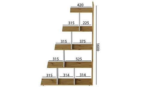 Этажерка Ferrum-decor Стелла 1600x1020x300 Белый металл ДСП Дуб Артизан (FRD-105489) - фото 3