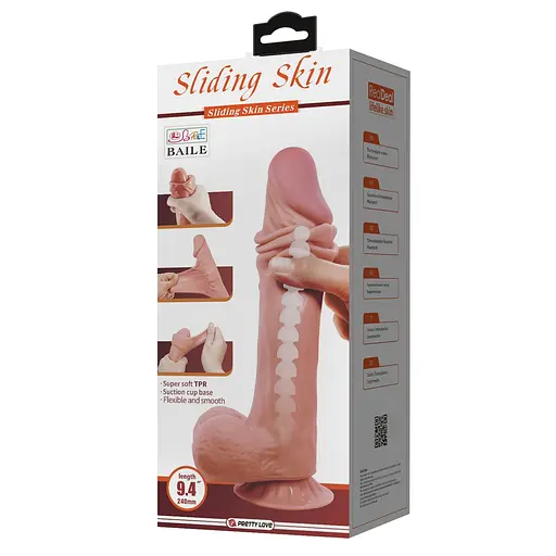 Фалоімітатор Baile Sliding Skin Bendable 9.4'' 24 см коричневий - фото 11