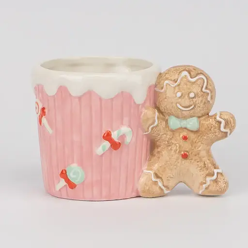 Набор кружок Имбирный керамический пряник 2 шт 400 мл Красный Розовый - фото 3