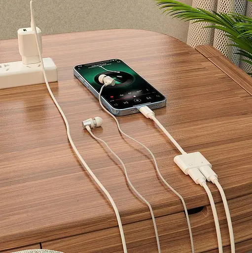 Перехідник аудіоадаптер Borofone BV11 Dual Lightning digital audio converter білий - фото 6