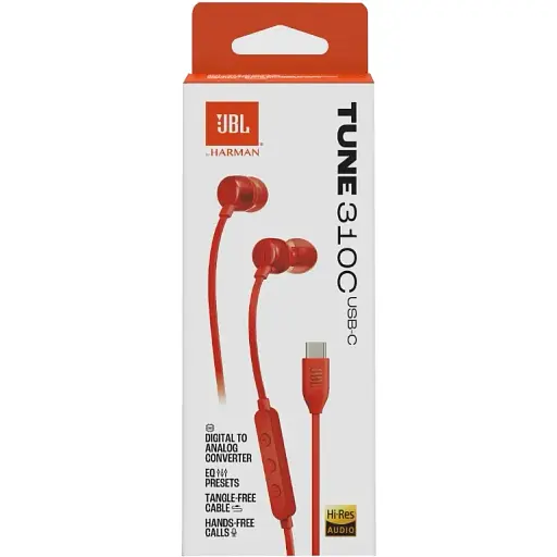 Гарнітура JBL Tune 310C USB-C Red (JBLT310CRED) (6995503) - фото 2