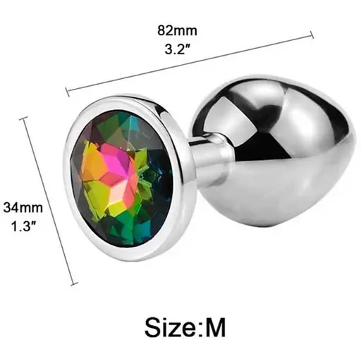 Анальная пробка Passion Rainbow стальная с кристаллом размер М 3.2x8.2 см (4821002030255) - фото 2