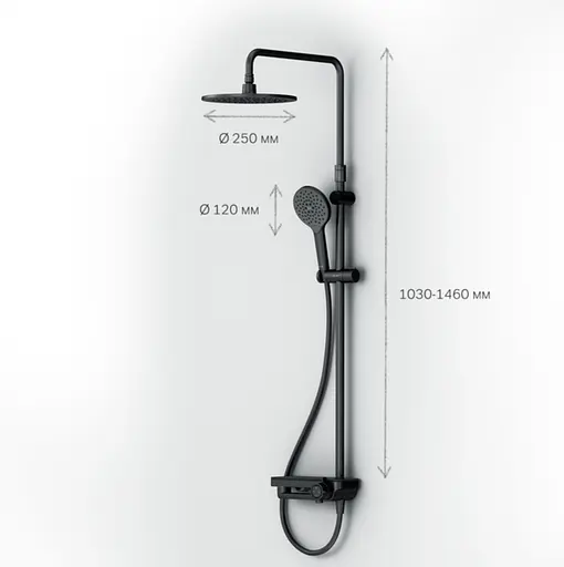 Душова система ShowerSpot Am.Pm Like black matt F0780722, Чорний матовий - фото 4