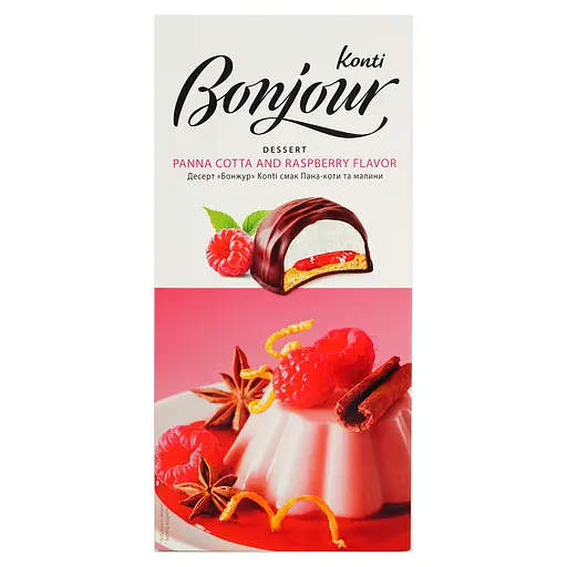 Десерт Konti Bonjour со вкусом Паннакотта и малина, 232 г (878496)