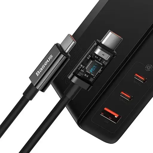 Мережевий зарядний пристрій Baseus GaN5 Pro Fast Charger 140W + Cable USB-C to USB-C Black (CCGP100201) [136666] - фото 6