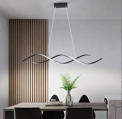 Видовжена люстра Gemo Led у чорному каркасі Line.F Довжина 100 см - фото 1