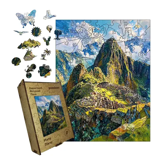 Дерев'яний фігурний пазл Мачу-Пікчу, А1, Картонна коробка 500+ елементів