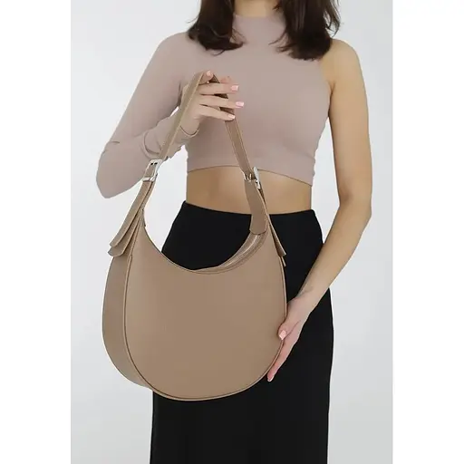 Жіноча шкіряна сумка Vivian темно-бежева флотар - фото 1