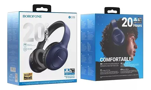 Навушники бездротові Borofone BO19 Musique BT накладна гарнітура 20 годин роботи синя - фото 4