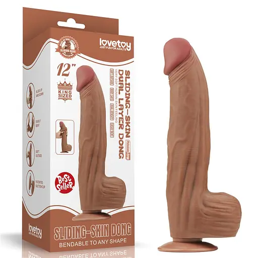 Фаллоимитатор LoveToy Sliding-Skin Dual Layer Dong King Sized 31 см коричневый - фото 22