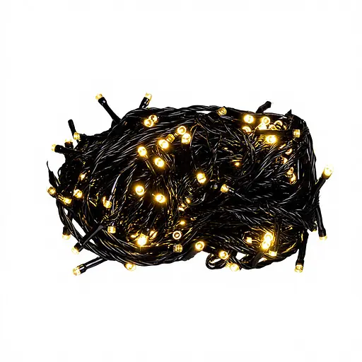 Новогодняя гирлянда комнатная нить Garlando Pro W220LED22MBY 22 м 220 LED черный провод Желтый свет - фото 4