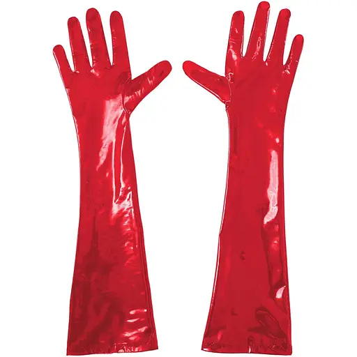 Глянсові вінілові рукавички Art of Sex - Lora, розмір S, колір Червоний - фото 4