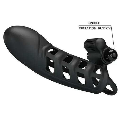 Насадка на пенис с вибрацией Pretty Love Penis Sleeve II 15.8 см черный - фото 6