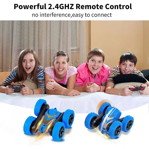 Автомобили с дистанционным управлением RC Stunt Car Toys для мальчиков и девочек, 2.4 ГГц, двухсторонние 360° Flips 4WD - фото 3
