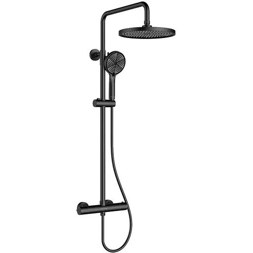 Душова система із термостатом Imprese Centrum AR верхній душ d250 мм black matt T-15261AR, Чорний матовий - фото 1