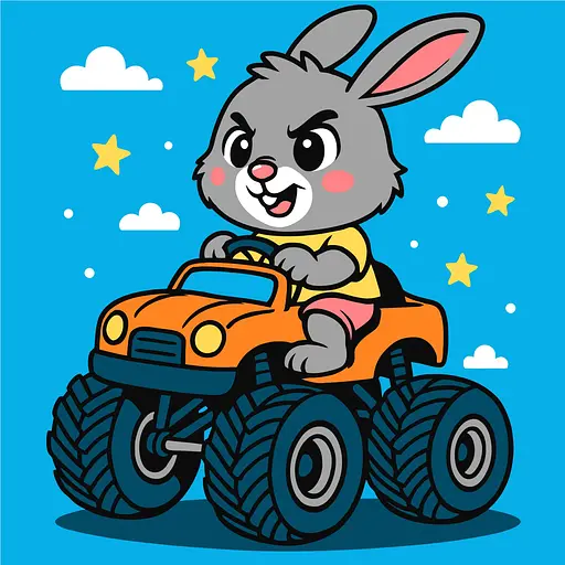 Картина за номерами для дітей "Заєць на машині" Ideyka 25х25 см КНО1309