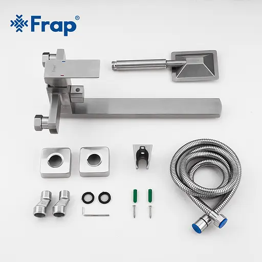 Смеситель для ванны длинный гусак гайка Ø35 Frap 1/8 F22802 (H802) Нержавеющая сталь - фото 8