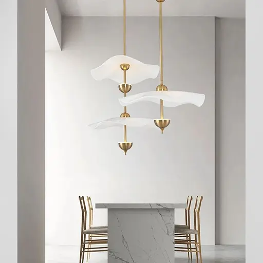 Латунный светильник с белым волнистым плафоном Ø 50 см Ст. SGA3-500-1 AB | Line F - фото 1