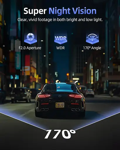 Відеореєстратор CIEVIE Dash Cam спереду та ззаду, 4K Dashcam з 64 ГБ SD-картою, 1,5-дюй-3-градусний IPS-дисплей - фото 2
