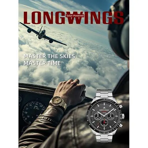 Чоловічий водостійкий наручний годинник North Edge Long Wings 5 Bar - фото 6