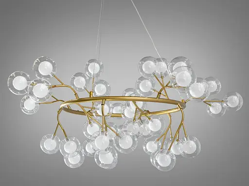 Багата люстра в спальню "Світлячок", на 45 ламп, золото сатин - фото 2