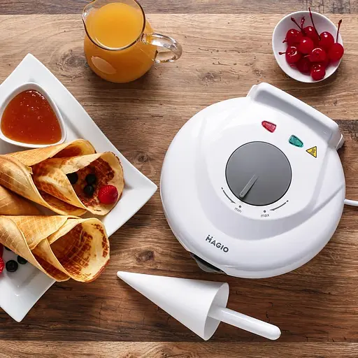 Електрична універсальна вафельниця Magio MG-398 770 Вт для трубочок, рожків та тонких вафель біла - фото 3