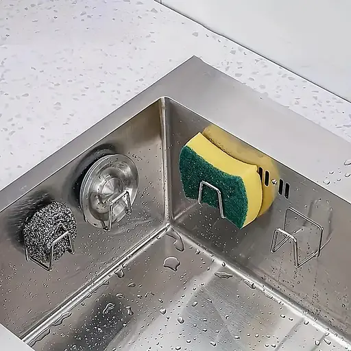 Тримач підставка для губки в раковину на кухню або рушника у ванну з нержавіючої сталі, Yu Xin Сріблястий 86584 - фото 3