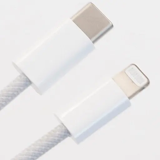 Дата кабель USB-C to Lightning FineWoven Mac PD for Apple (AAA) (1m) (no box) White - фото 2