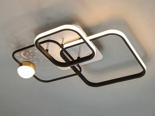 Світлодіодна люстра смарт світильник з пультом, 50W, чорний+білий - фото 2