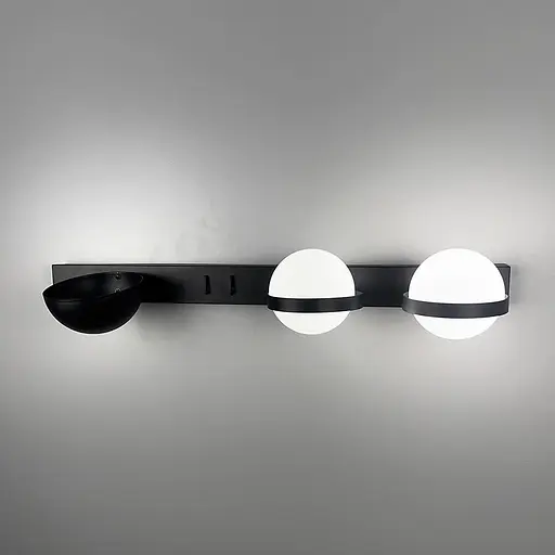 Бра праве у чорному видовженому корпусі із 2-ма плафонами та підставкою 60х17 см Line F Арт. B93/2 R BK (правий) - фото 4