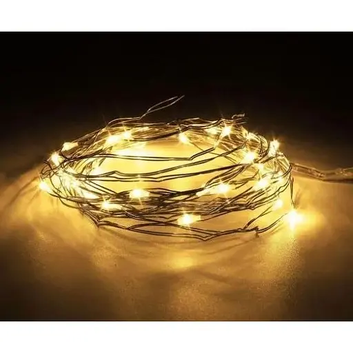 Светодиодная гирлянда нить LED Star проволка капля росы 2 м 20 led батарейки Warm White