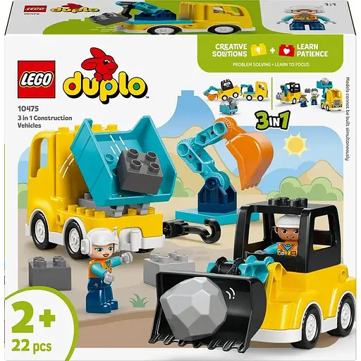 Конструктор LEGO DUPLO Town Будівельна техніка 3 в 1, 22 деталі (10475)