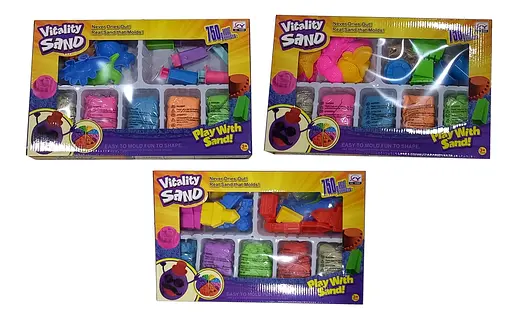 Кінетичний пісок 1903 A/D/H 750 г, 5 кольорів, 14 форм, інструменти, у коробці (6981584672026) Микс - фото 1