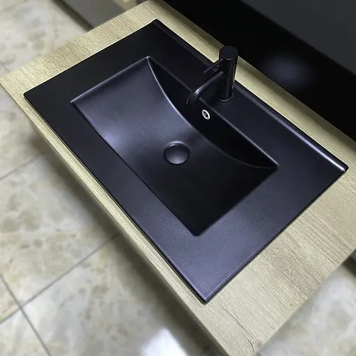Умивальник VBI Ferrara 70 чорний матовий врізний VBI-018043, Чорний матовий - фото 2