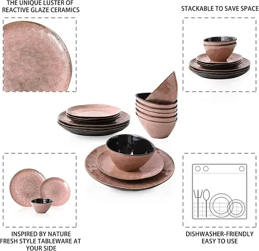 Набор из 4 керамических салатниц UNICASA - наклонные сервировочные миски объемом 20 унций для пасты, супа, фруктов и мороженого. - фото 5