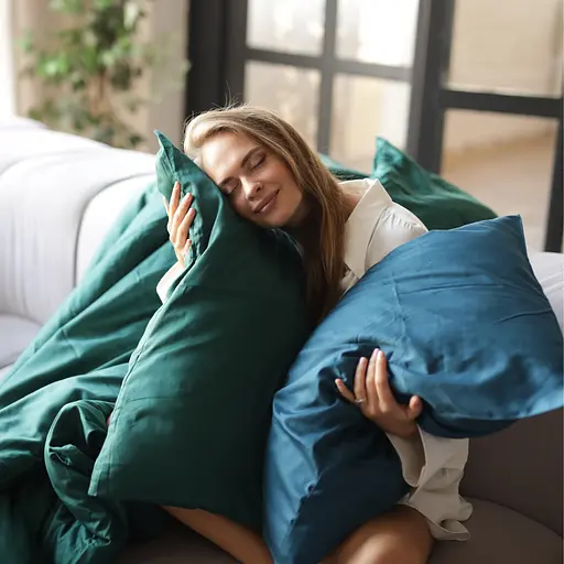 Комплект постельного белья Emerald сатин 100% хлопок темно-зеленый изумруд  - фото 7