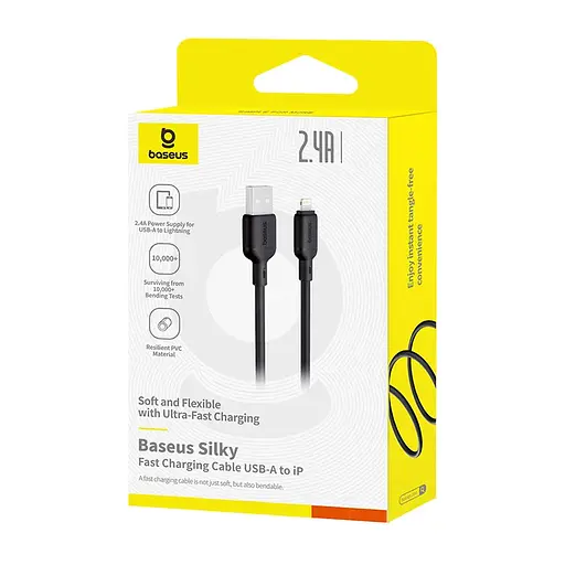 Дата кабель Baseus Silky Series OS Fast Charging USB to Lightning 2.4A (1m) (P1037770) Cluster Black - фото 5