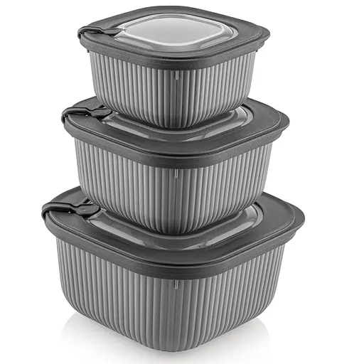 Набір контейнерів з кришками Idea Home Line Box 3 шт. 0.6/1.1/1.8 л сірий (00685 Gray)