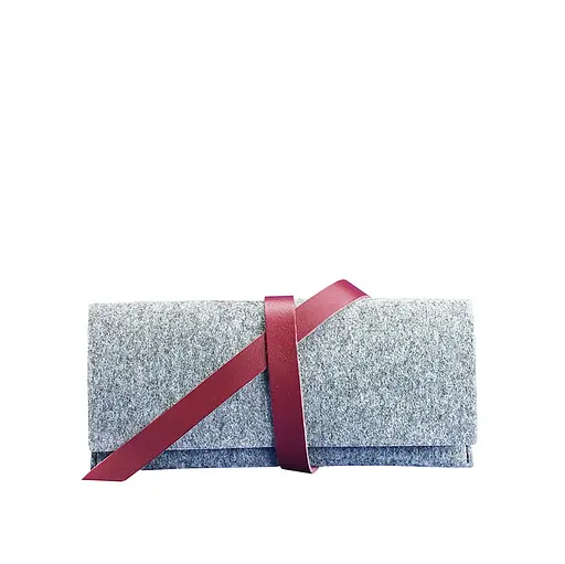 Тревел-кейс женский 1.0 из фетра с кожаными бордовыми вставками - фото 7