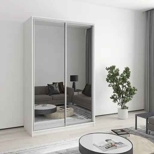 Шафа-купе дводверна MebelStar Стандарт AL 2 Дзеркала 130x60x210 см Аляска білий (MBS-2516)