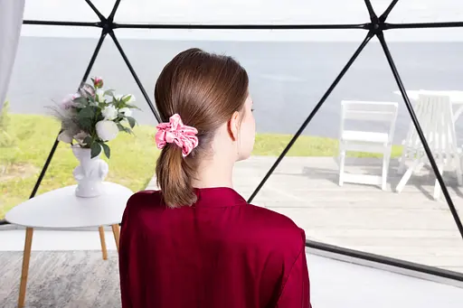 Набір із 2 шовкових резинок для волосся Чумацький Шлях S+L - два режими фіксації рожевий (1241-02) - фото 6