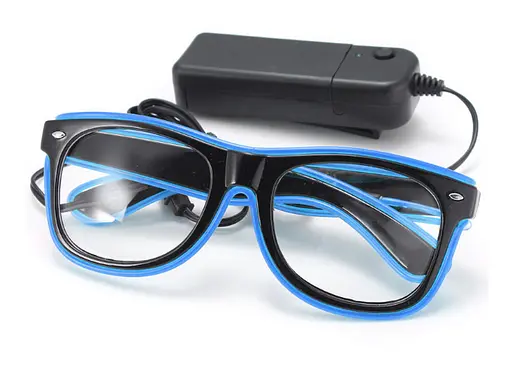 Очки светодиодные Leds прозрачные El Neon ray blue неоновые - фото 2