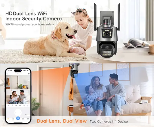 Камера видеонаблюдения WiFi поворотная двойная PIX-LINK DRW123P IP-камера с датчиком движения Black (18894) - фото 4