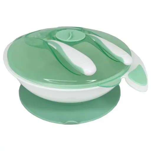Тарелка на присоске с ложкой и вилкой MGZ-0109(Mint) 350 мл