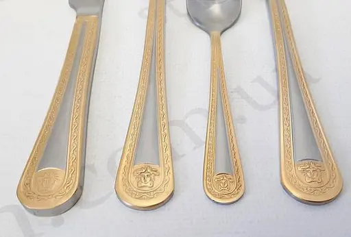 Набор столовых приборов Hoffburg HB-72923-GS Версаче на 12 персон в подарочном чемодане 72 предмета - фото 3