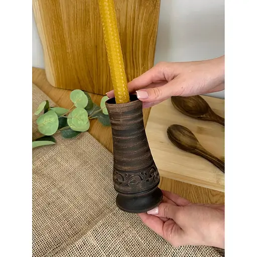 Свічник керамічний (глиняний) різьблений Декор - фото 3