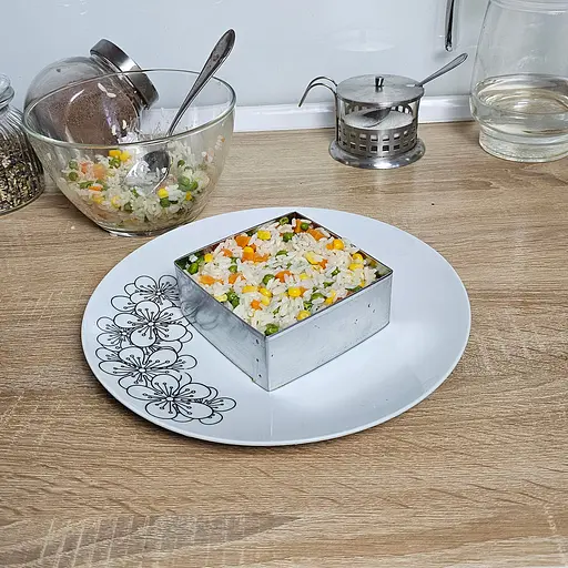 Набір квадратних металевих форм викладки салатів, десертів та гарніру та висічки тіста, Master Class Металлик 83804 - фото 5