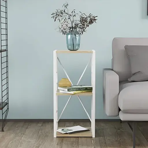 Етажерка 3/34 Ferrum-decor Серії Коннект 73x34x28 білий ДСП Дуб Сонома 16мм (FRD-104298)