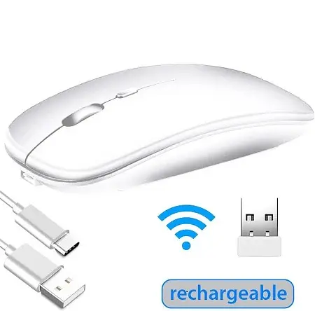 Мишка безшумна комп'ютерна, бездротова Macarone Bluetooth, USB, що перезаряджається, Біла  - фото 2